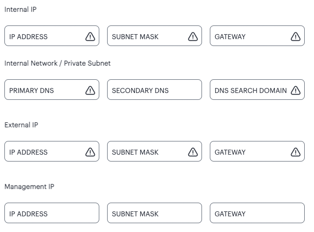 Gateway Network Configuration - manual settings