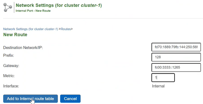 configure IPv6 static routing