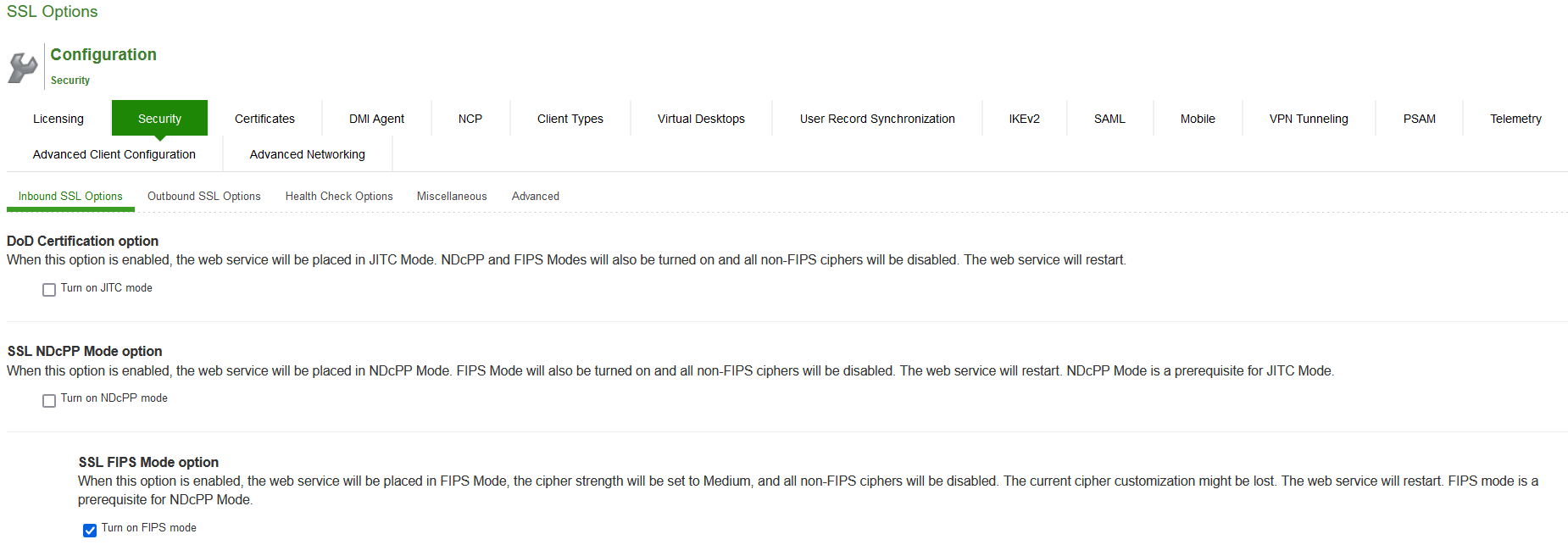 SSL NDcPP Mode Option