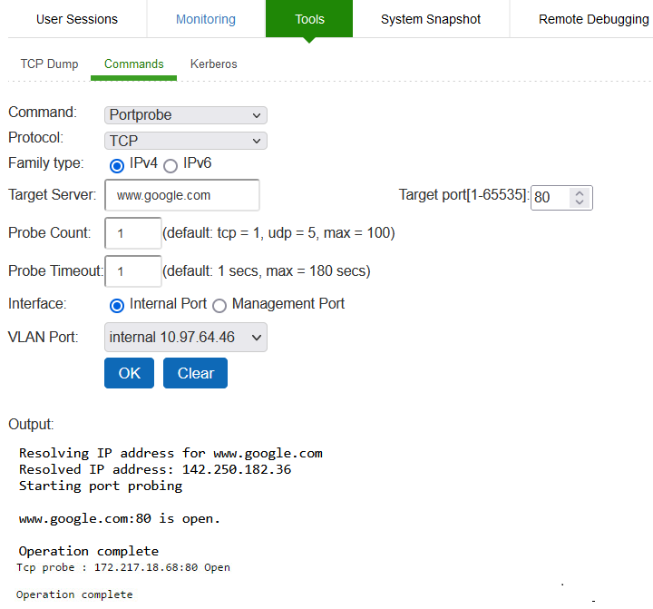 Successful TCP Port Probe