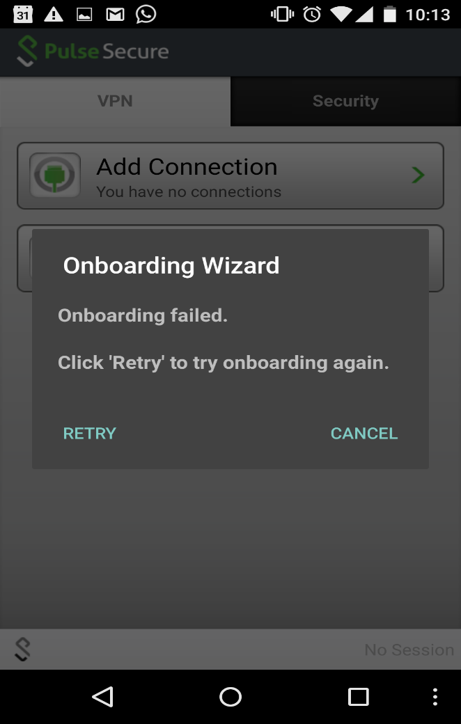 depicts the Error Page