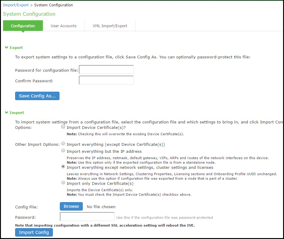 Import Binary System Configuration File