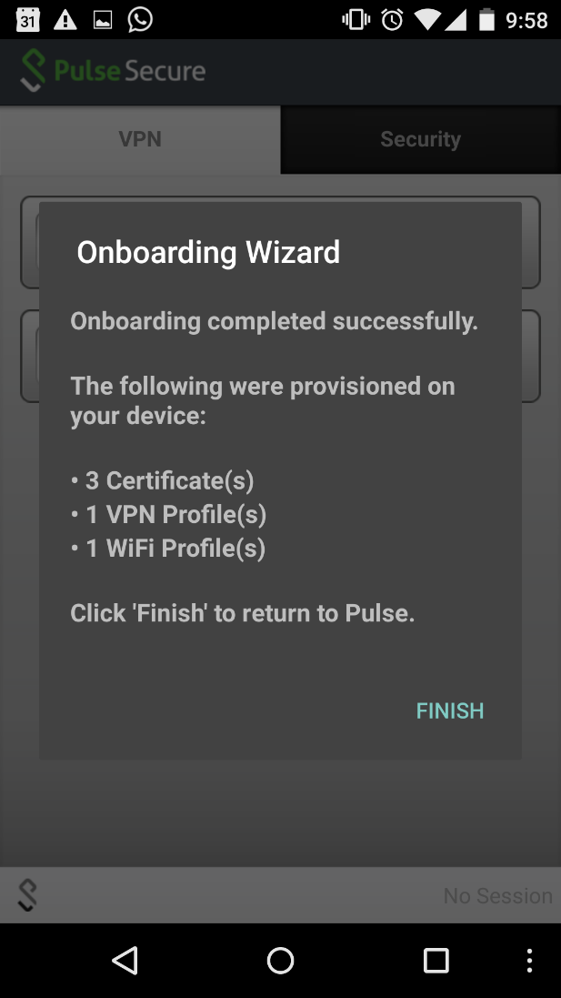 Onboarding Wizard Summary Page