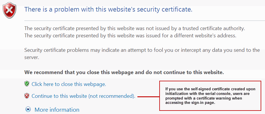 Security Alert When the Device Certificate Is Not Issued by a Trusted CA