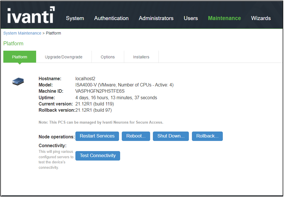 System Maintenance Platform Page